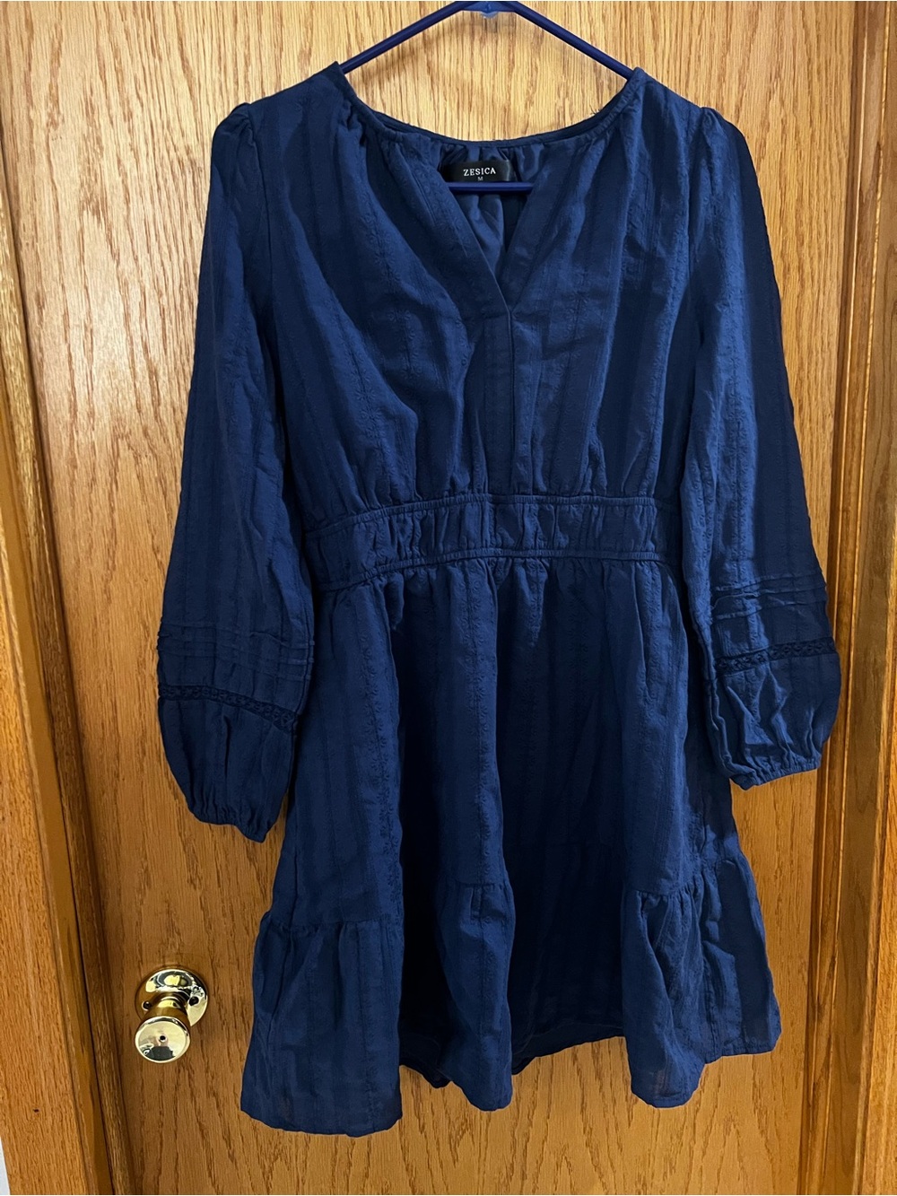 Zesica Navy Long Sleeve Tiered Mini Dress